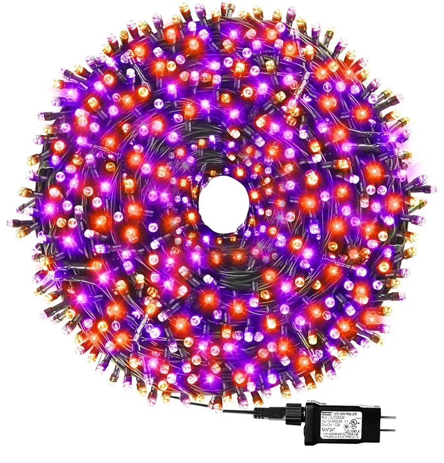 Orange and Purple Halloween String Lights Outdoor 10M 20M 50M 100M  Halloween Fairy Light Orange Purple Fairy Garland Lights