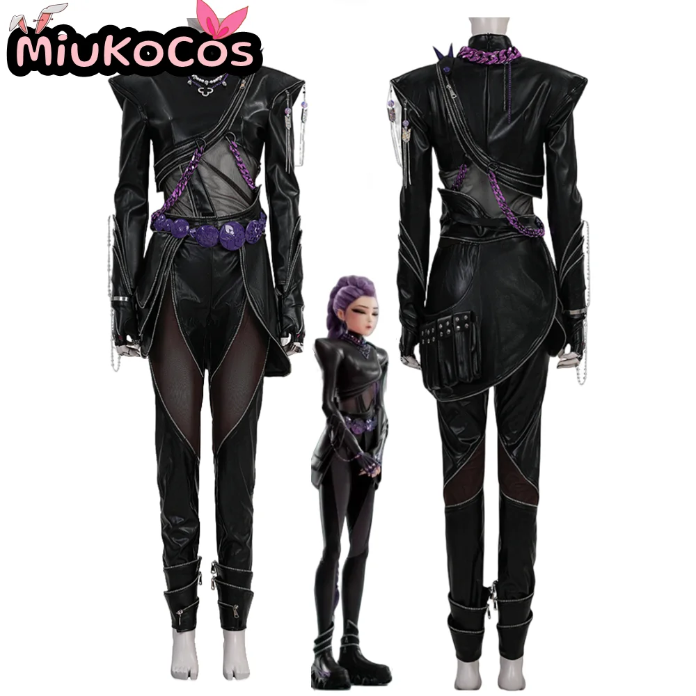 Disfraz de cuero ajustado negro Rumi, traje de escenario para cantar, disfraz de Cosplay, edición Premium MiuKoCosplay KPop Demon Hunters, Cosplay