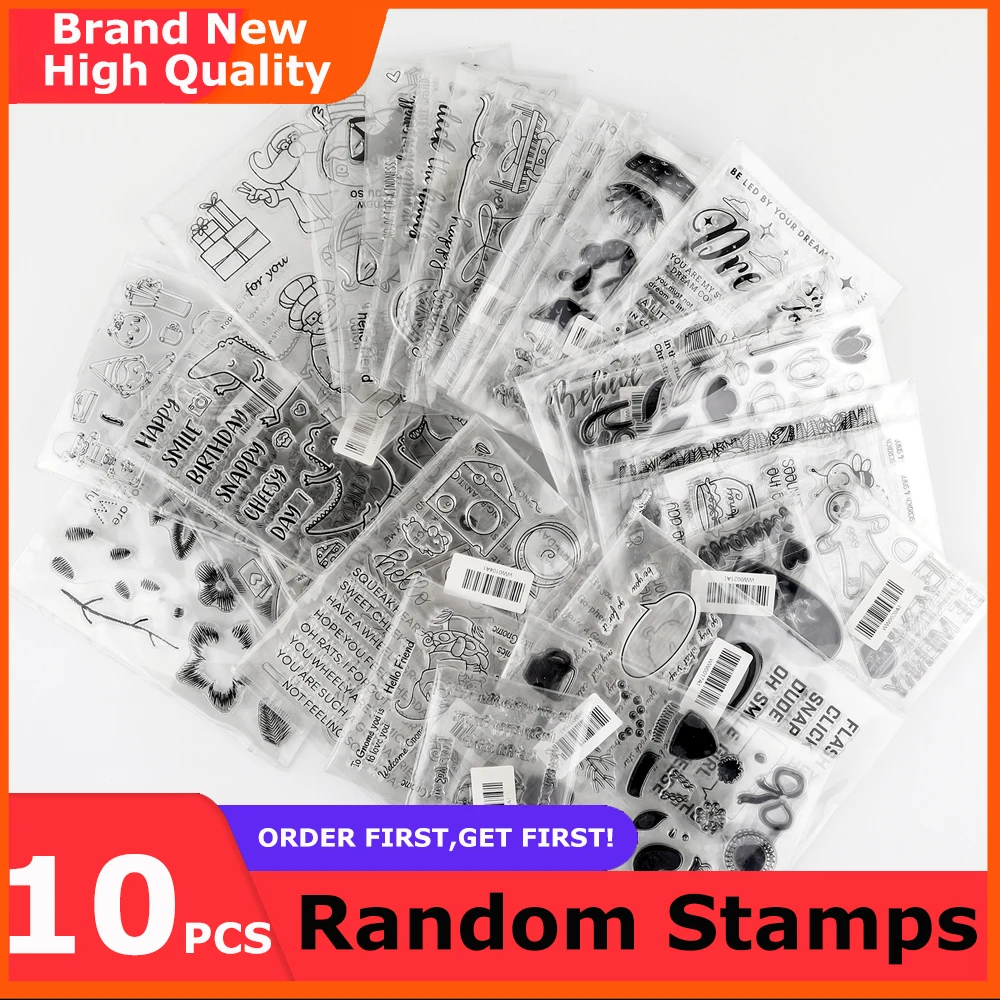 

10-50pcs Different Clear Silicone Stamps Random 4x6inch/4x4inch/4x3inch/2x3inch Stamps Lucky Bag for DIY Scrapbooking Decor Card