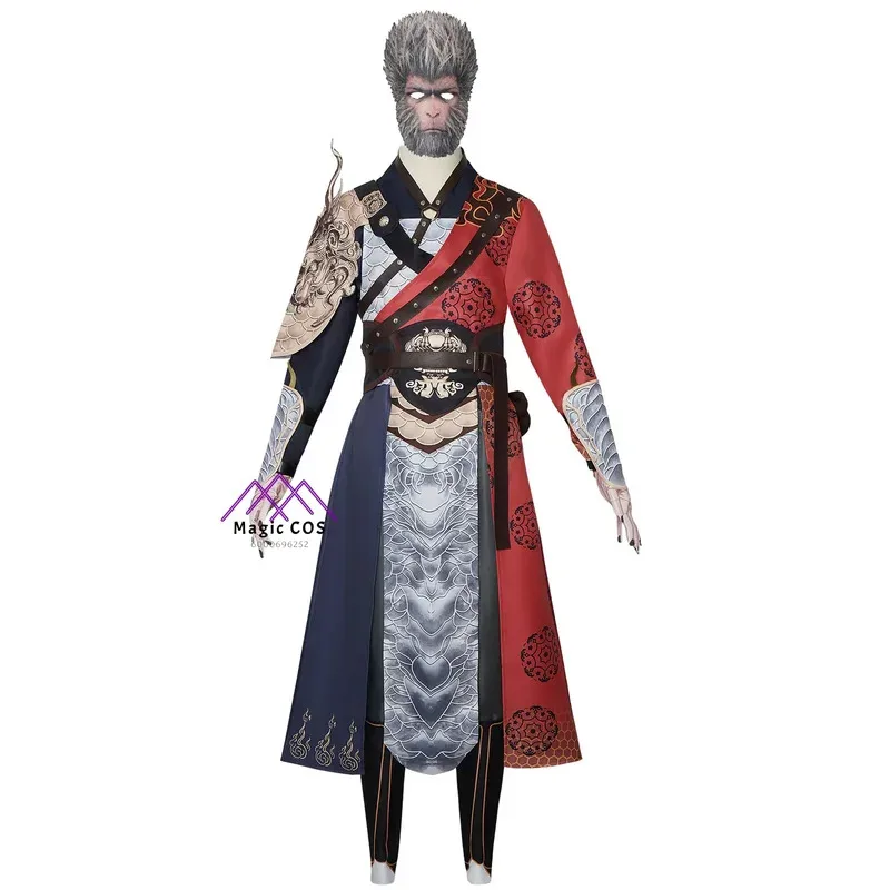 

Black Myth: Wukong The Destined One Cosplay Costume Red and White Uniform for Adult Men and Kids Halloween Christmas Gifts Suit