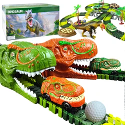 Dinosaur Race Car Track com pista flexível, Dino Toys, presente para crianças, meninos e meninas, 3, 4, 5, 6, 7, 8