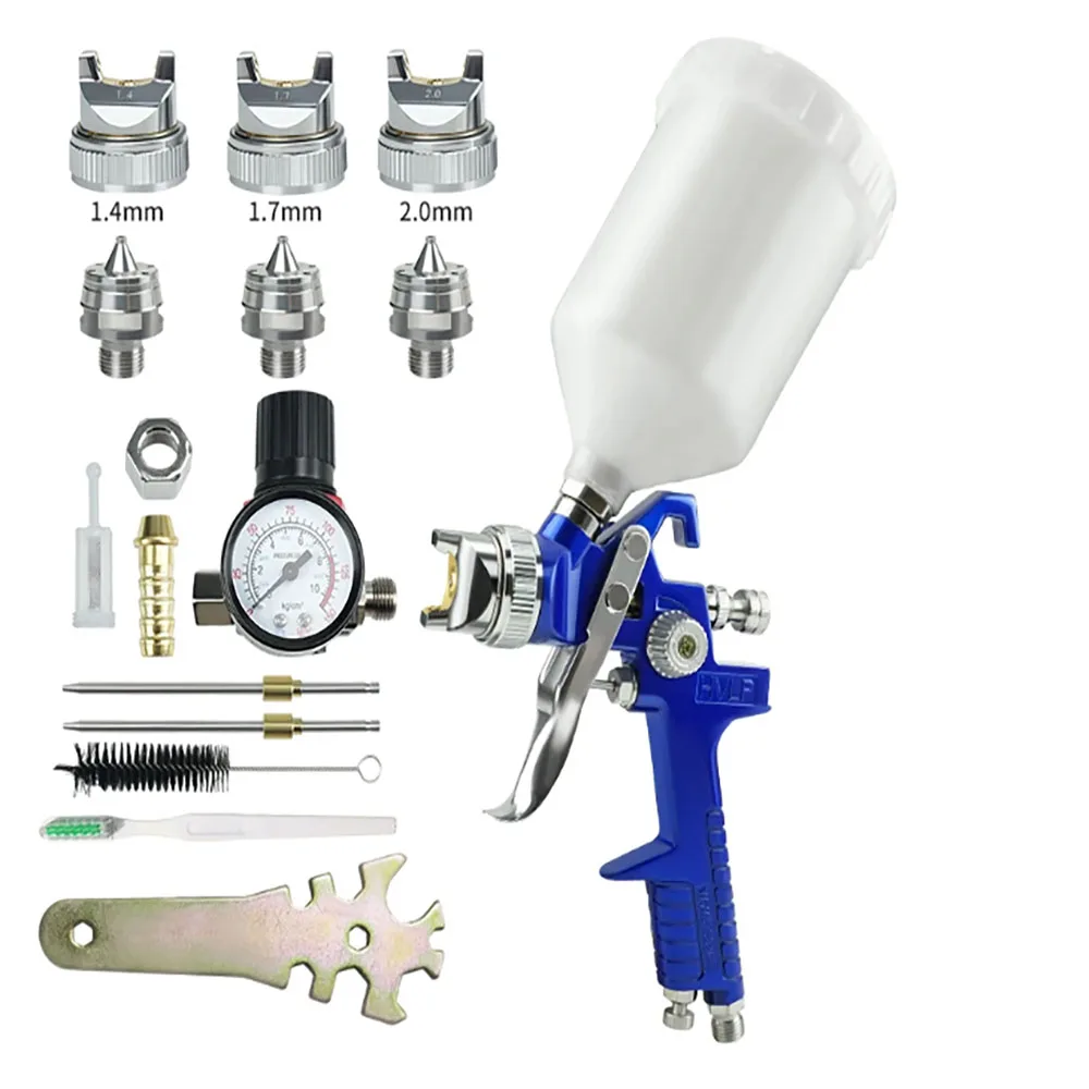 Pneumatic Spray Gun H-827 Paint Spray Gun Nozzle Diameter 1.4mm/1.7mm/2.5mm Set Suitable For Car, Furniture Painting, Etc