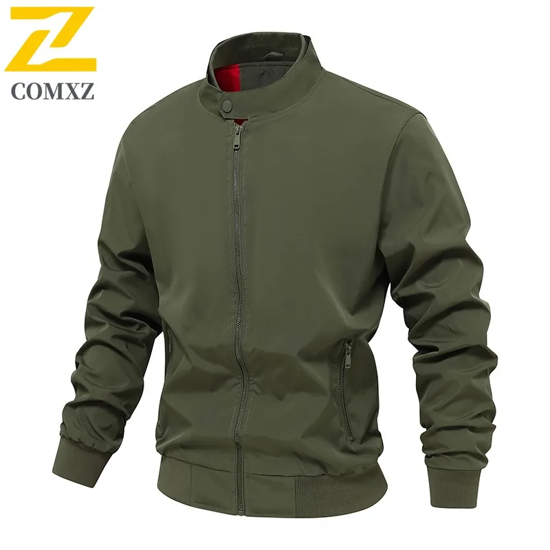 

COMXZ 2025 Men's Round Neck Jacket Spring Autumn Fashion Trendy Youth Custom Two Way Zipper Lightweight Coat