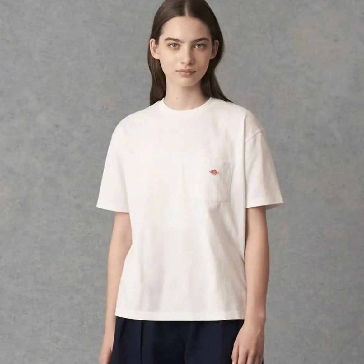 Japanese-style DANTON T-shirt, pure cotton short sleeves, small logo embroidery, loose fit, trendy heavy-duty cotton top