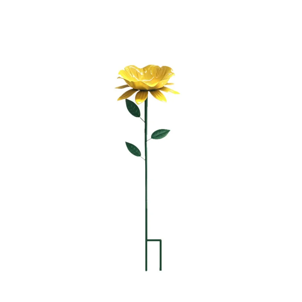 Flower Shape Metal Garden Birdbath Handcrafted Rust Resistant Bee Watering Station Wavy Curved Petal Weather Resistant