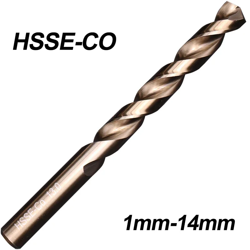 

1-14mm HSSE-CO High Cobalt DIN338 Superhard Twist Drill Bit Hole Tool for Stainless Steel, Die Steel, Aluminum Alloy, Cast iron