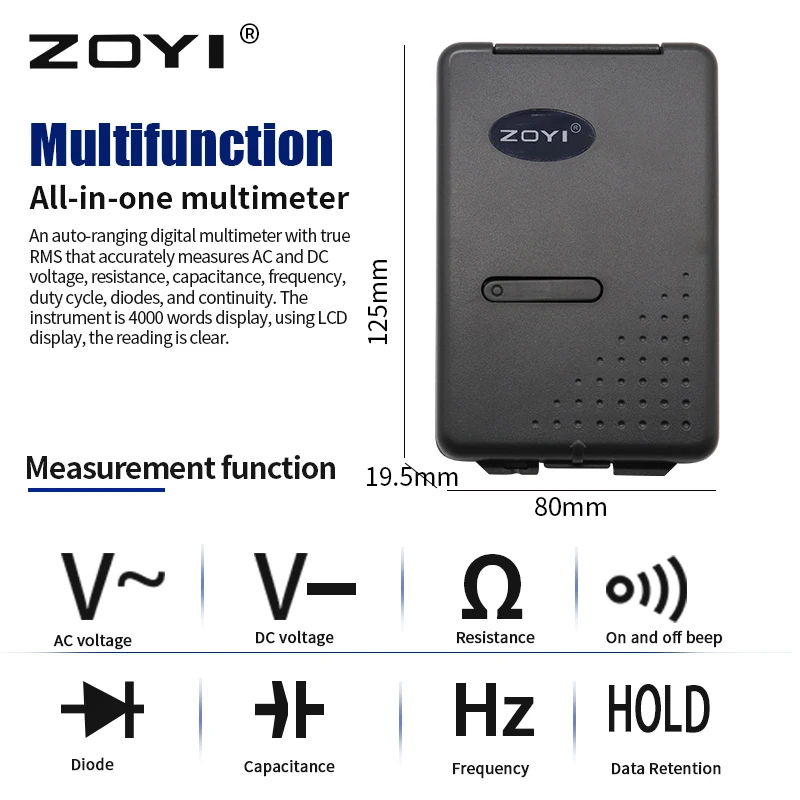 Multimetro digitale ZOYI 3 3/4 Mini multimetro digitale personale palmare tasca capacità resistenza tester di frequenza VC921