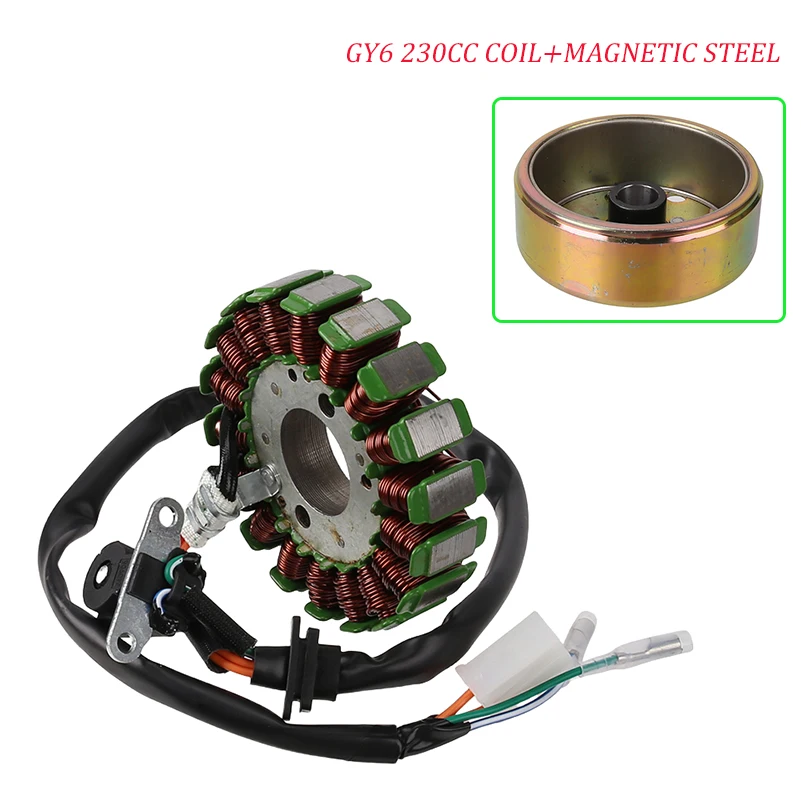 

Высокопроизводительный магнитный статор GY6 230CC с 18 полюсами, тяговая катушка, подходит для модификации мотоциклов и аксессуаров.