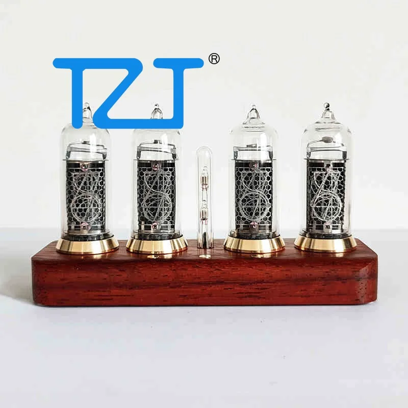TZT الجوز الأسود/الوردي نسخة IN14 ريترو توهج أنبوب ساعة 4 بت بلوتوث التحكم Nixie ساعة أنبوبية دعم تعديل السطوع