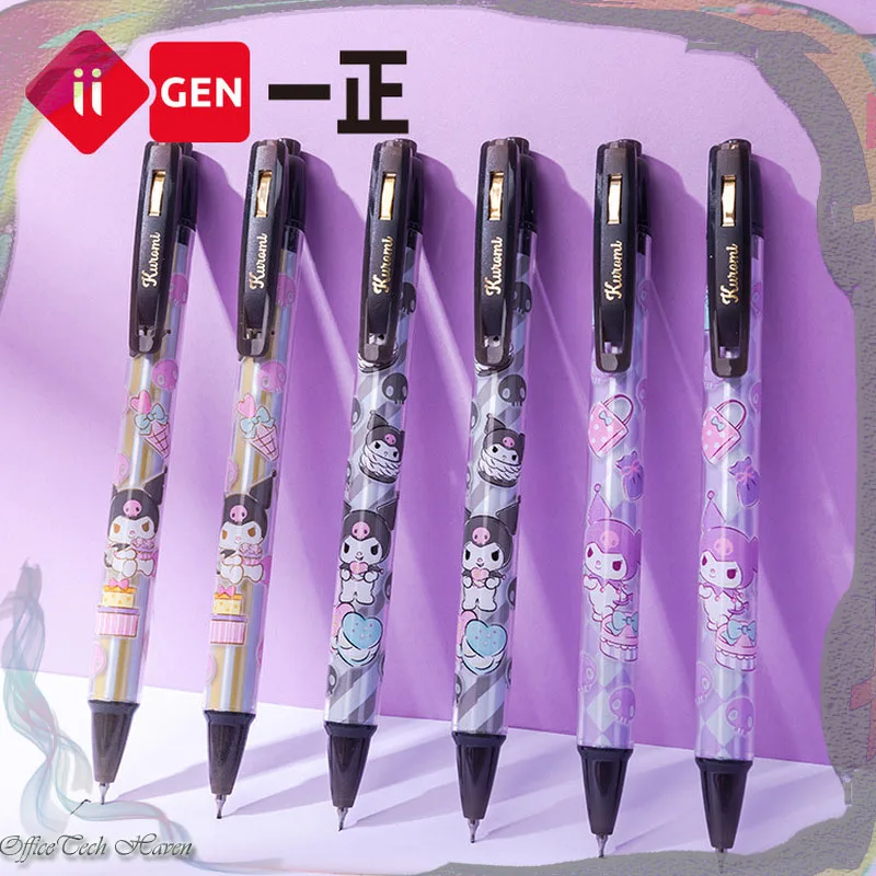 Iigen Sanrio Família Double Layer Gel Pen, Hello Kitty, minha melodia, Kuromi, papelaria estudante criativo, alta estética, atacado