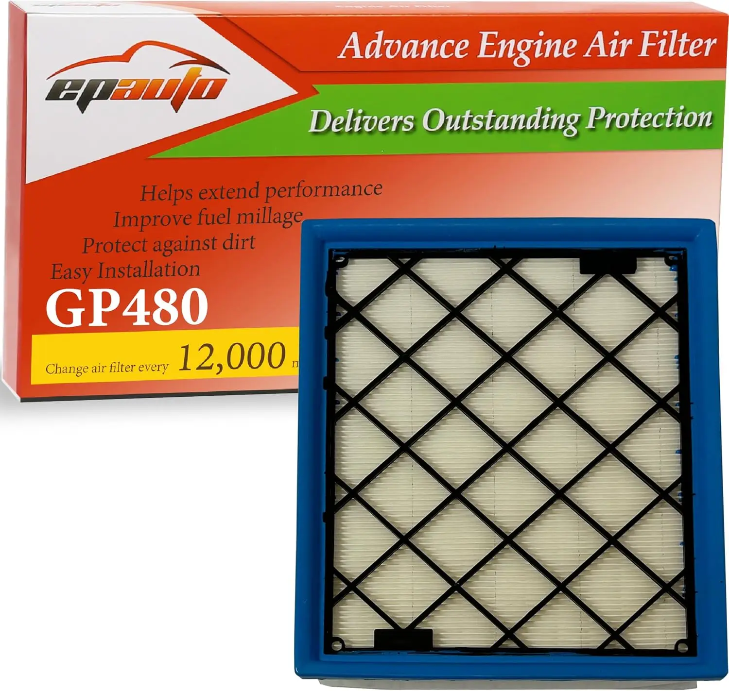 

GP480 (CA11480) Воздушный фильтр двигателя, замена Ford Edge (2015-2024), Fusion (2013-2020), GT (2017-2022), Lincoln MKZ, MKX,