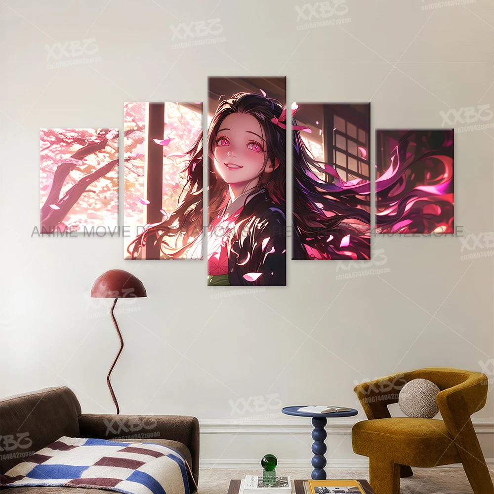 Dämonentöter Kamado Nezuko Charakter Wandkunst Bilder Drucke Poster Home Decor Anime Leinwand Innengemälde Zimmer rahmenlos – Detail 3