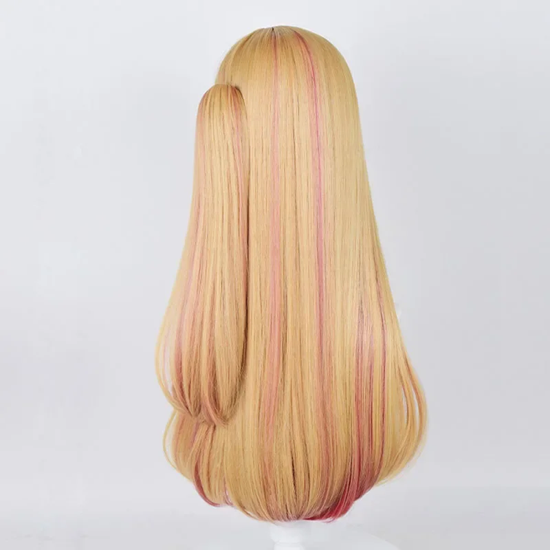 Perruque synthétique lisse 70cm, avec motif de dessin animé okr no ko hosh37adrencosplay, orange or rose, degré de chaleur