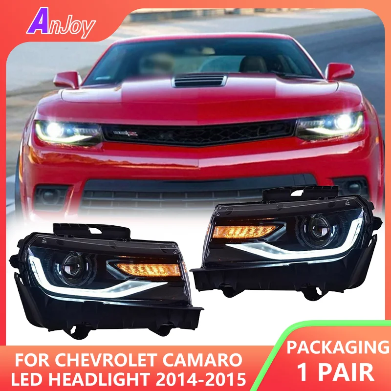 

Для Chevrolet Camaro светодиодные фары 2014-2015 Camaro DRL указатель поворота дальнего света проектор «ангельские глазки» 2 шт.
