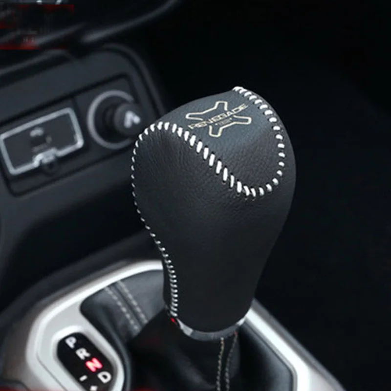 1PC Genuine Leather Gear Lever Decoration Protection Cover for 2014-2017 JEEP Renegade Car Accessories