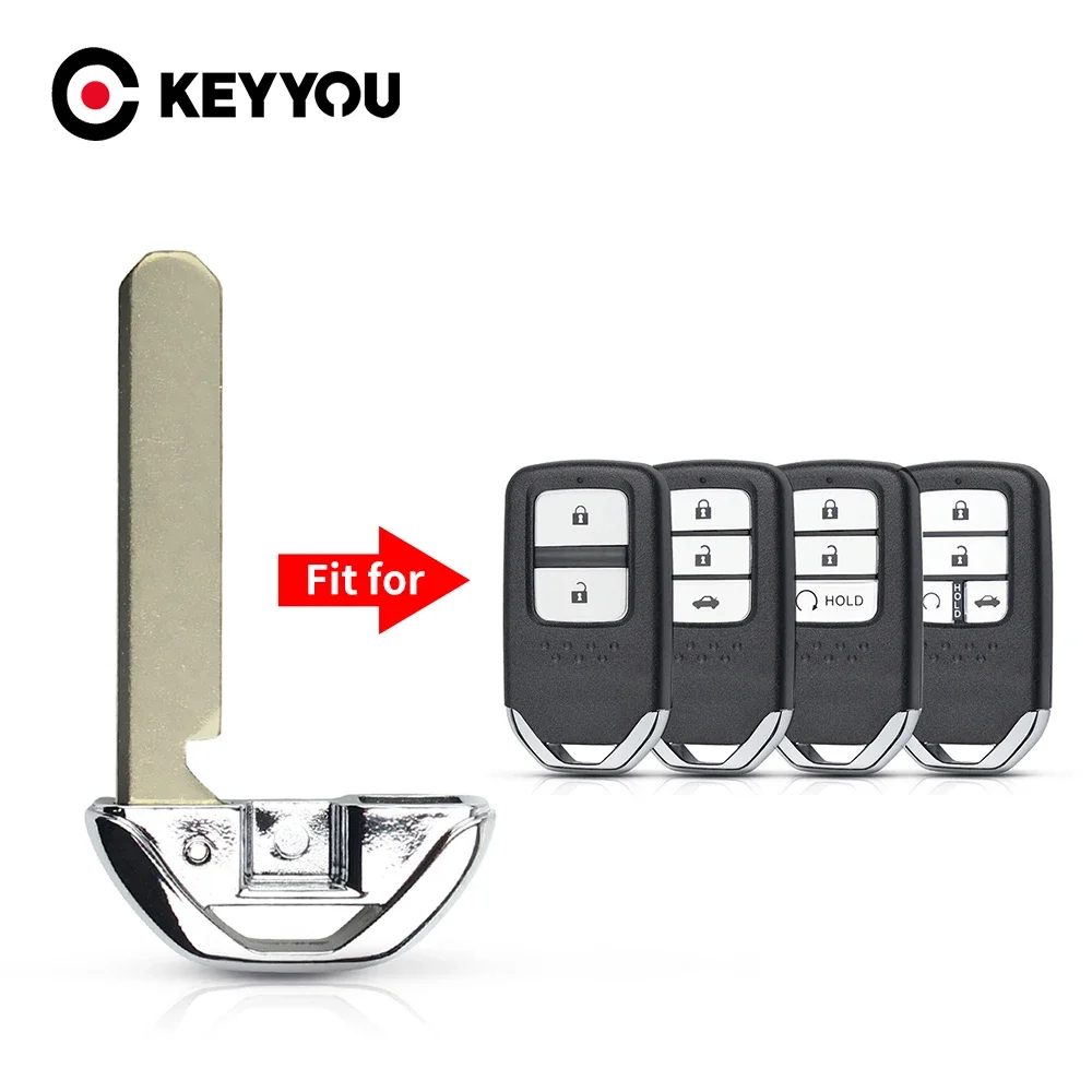 

KEYYOU 2pcs HON66 Smart Key Blade Emergency Insert Key Blade For Honda Smart Key Shell Keyless Key Blade Blank Uncut Blade