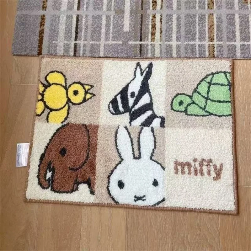 New Kawaii Anime 25 new Mifei Rabbit plaid absorbent floor mat bathroom anti slip floor mat entrance door carpet