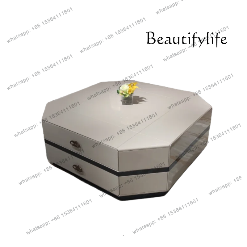 

Italian light luxury modern simple square coffee table living room household small apartment storage designer model