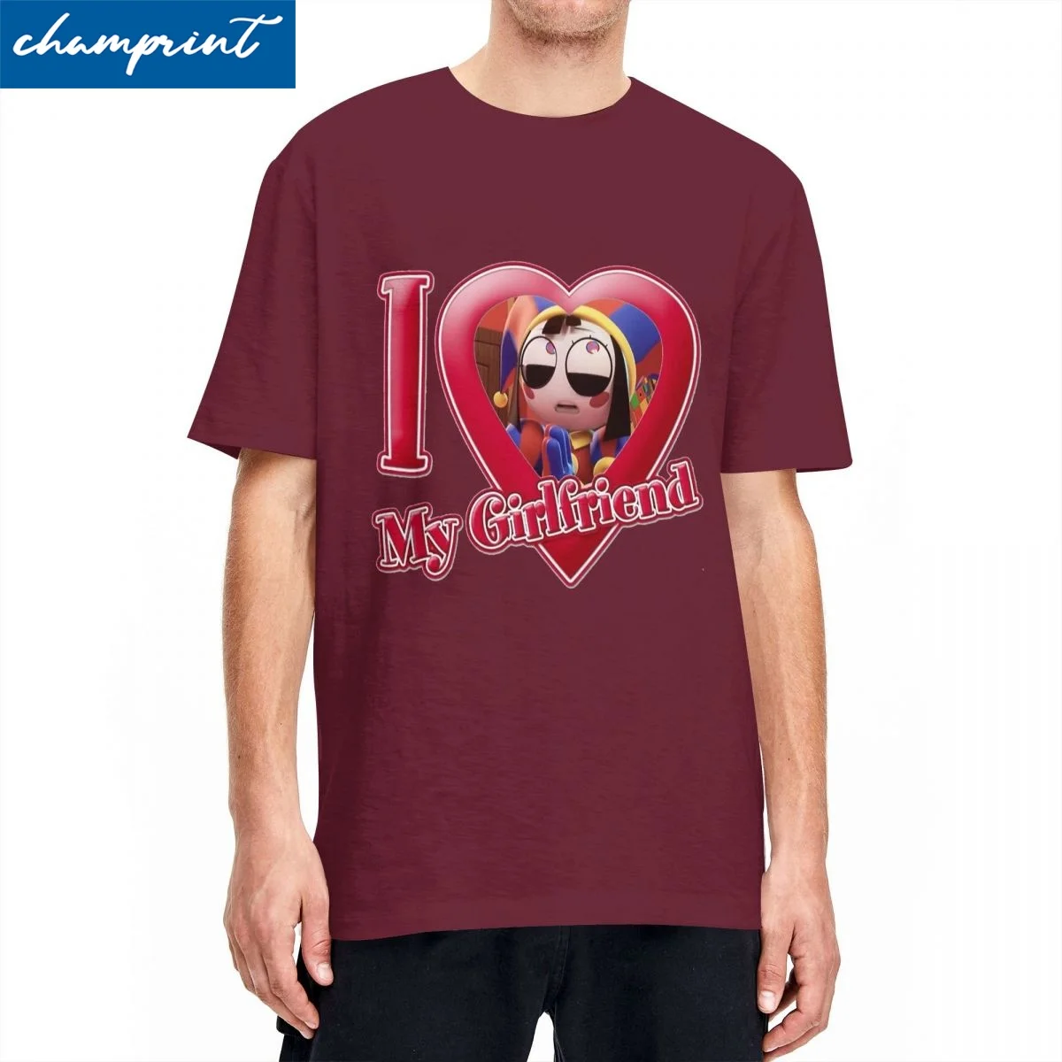 Ullzang Pomni T Shirt Men's Round Neck Short Sleeve Clothing The Amazing Digital Circus 100%Cotton Clothes