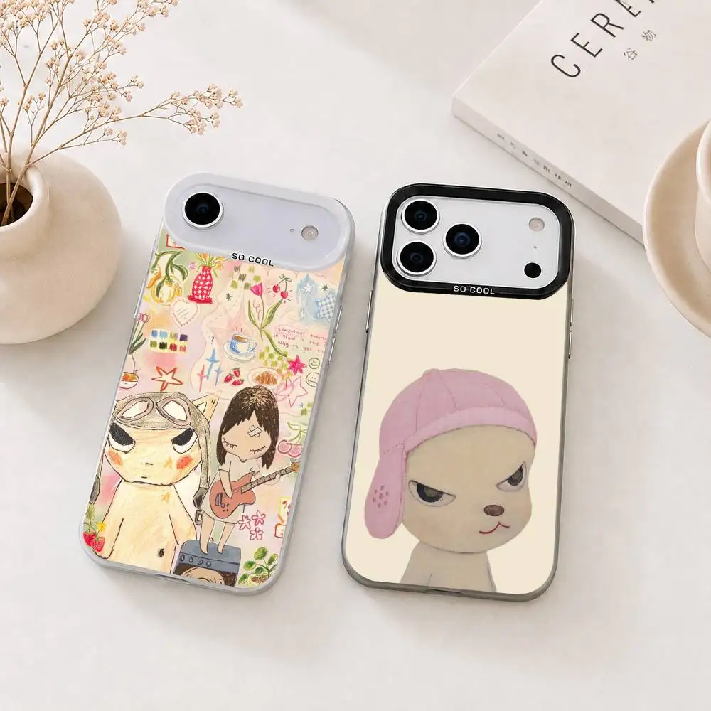 

Cute Yoshitomo Nara gift Phone Case For iPhone 17,16,15,14,13,12,11 Plus,Pro Max,XS,Colorful Silver Black Cover