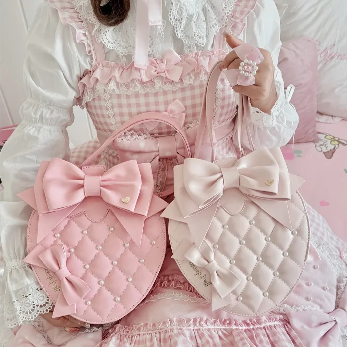 Pearl Strawberry Handbag Sweet Cute Bow Crossbody Bags for Woman Bolsas Bolsos Mujer Princess Bolsa Original Lolita Sac Femme