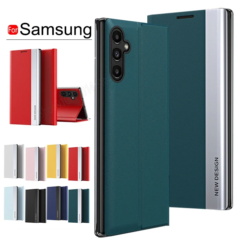 Lederbezug für Samsung Galaxy A54 A55 5g A53 A52 A51 A12 A22 A23 A24 A32 A33 A13 A14 A34 A35 A25 A15 Klappständer-Halter etui