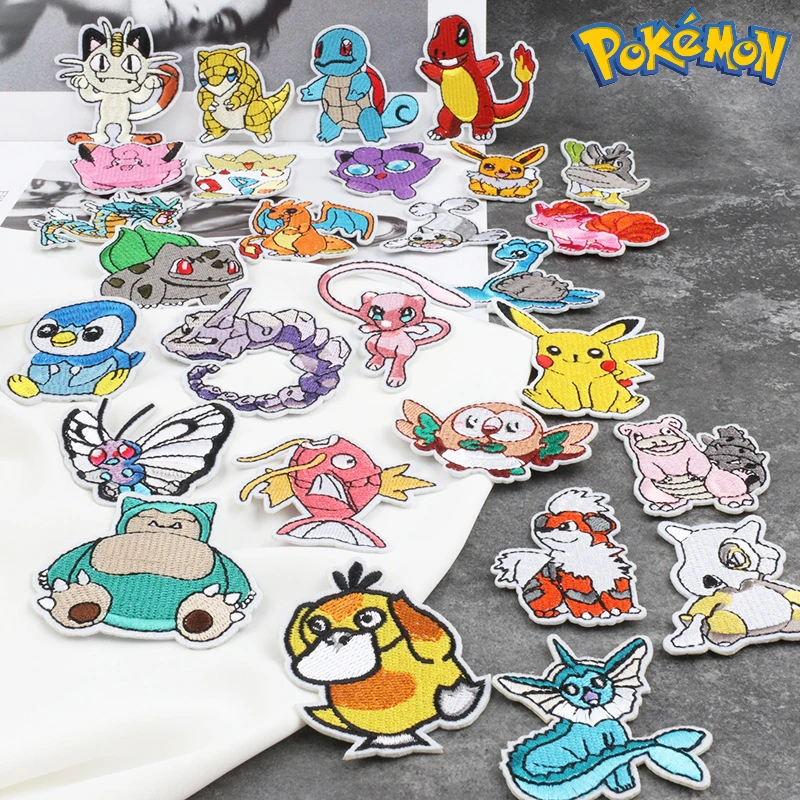 

Pokemon Patch Stickers Cartoon Clothing Accessories Pikachu Charizard Gengar Decorative Stickers Children's Toys Birthday Gifts