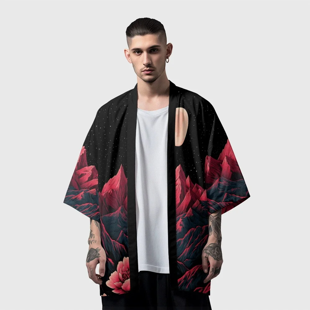 

Plus Size 5XL 6XL Chinese Beach Japanese Style Kimono Streetwear Men Women Cardigan Haori Yukata Harajuku Tops Robe