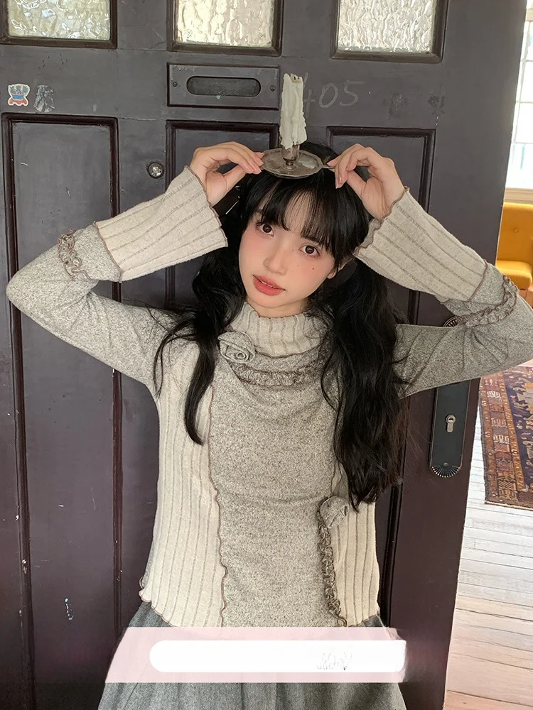 

Женская трикотажная основа Horide Map "Scht Rose" irt l Sta Collar Long Sve из полиэфирного волокна, стандартный крой, верхняя часть