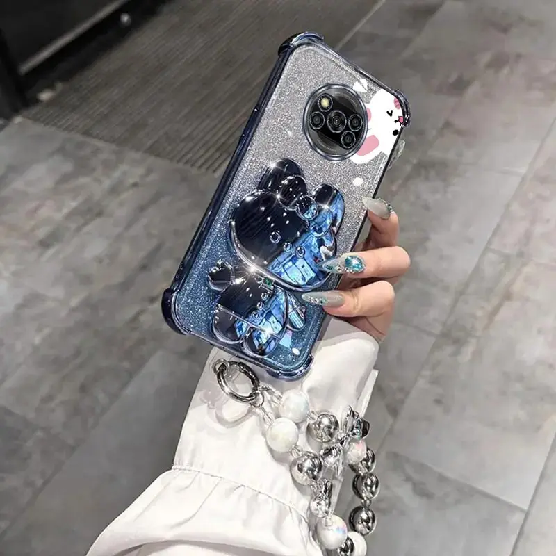 Airbag Glitter Mirror Rabbit Phone Holder Case On For Xiaomi Mi Poco X3 M4 F3 F4 F5 Pro GT Redmi A3 4G 5G Anti-knock Stand Cover - view 5