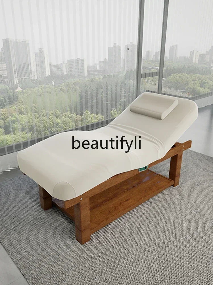 

ss D Electric lifting solid wood beauty bed latex massage massage massage bed whole body spa treatment bed ear picking