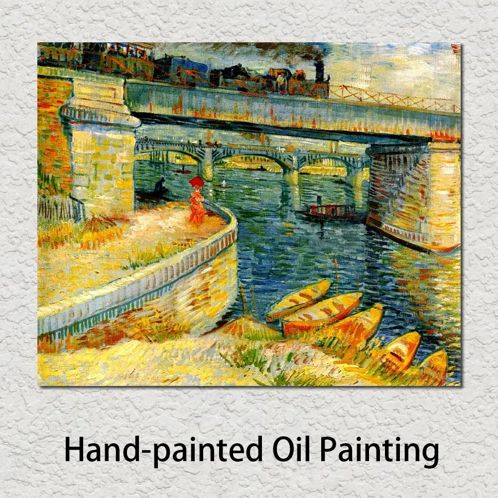 Bridge Landscape Canvas Art Handmade Van Gogh Paintings Across The Seine At Asnieres Impressionist Artwork Office Hotel Decor