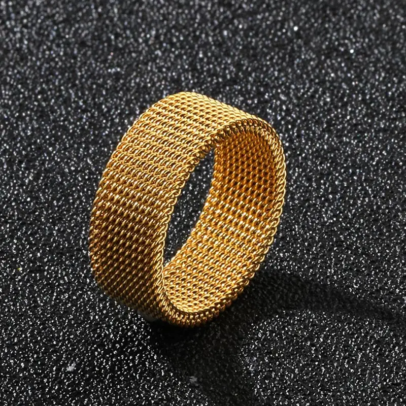 2025 neue 8mm Breite Edelstahl Ringe Titan Paar Ringe Verformbare Mesh Zubehör für Frauen Männer Schmuck Hochzeit geschenk – Detail 2