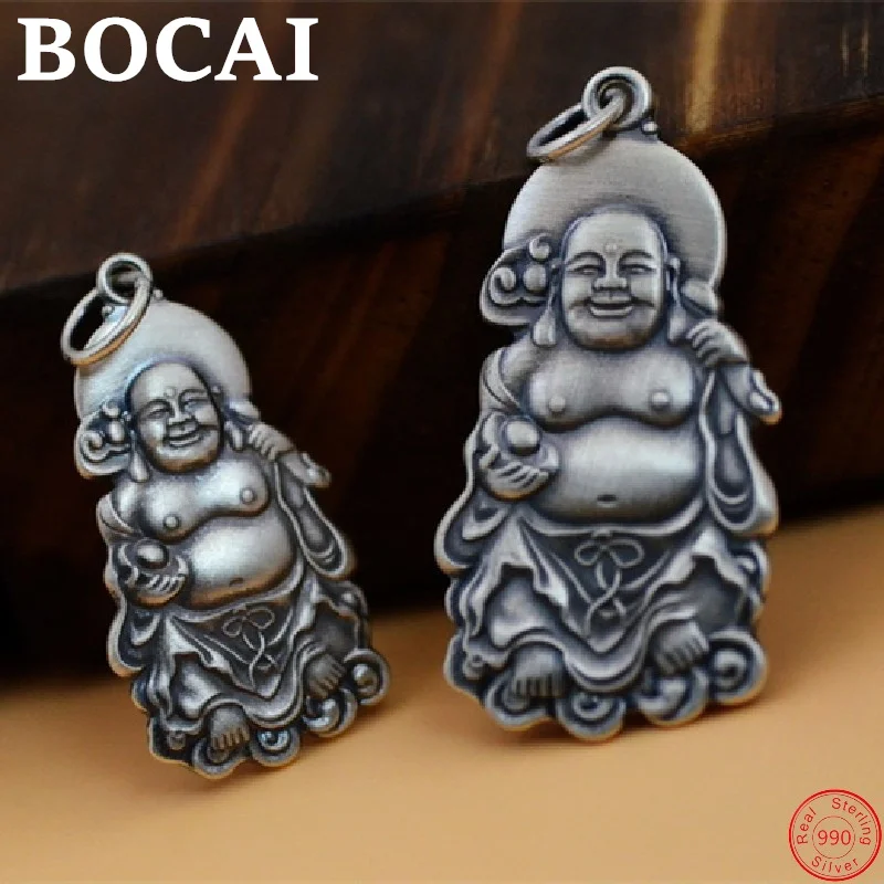 BOCAI S990 szterling srebrne wisiorki dla kobiet nowy Maitreya budda mody buddyjski biżuteria Amulet bezpieczeństwa darmowa wysyłka