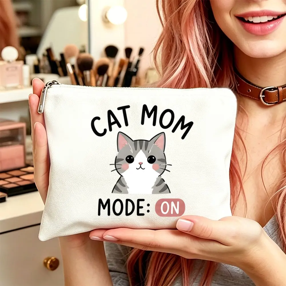 Makeup Bag Cosmetic Bag and Toiletry Pouch Gift Bag for Women Cat Mom Makeup Storage for Mom Daughters Friends Gifts for Travel