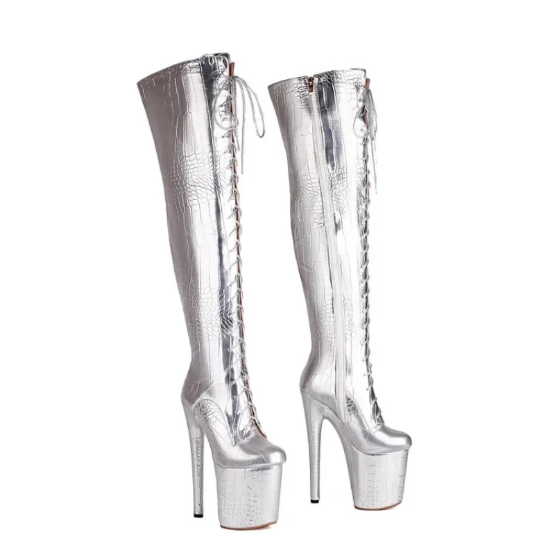 2023 Autumn And Winter New Sexy Nightclub Slim High Heel Over Knee Boots Women's Large Cross Strap Ultra High Heel Fashion Boots