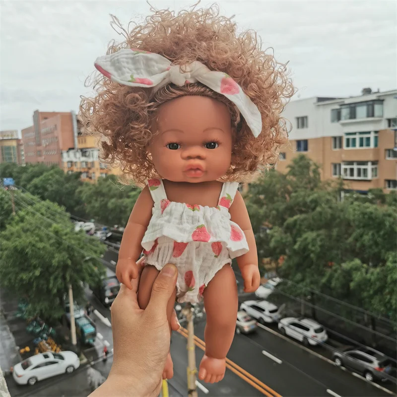 35 cm Neonato Reborn Bambola Africana Simulazione Del Bambino Morbido Vinile Bambini Giocattoli Realistici Di Natale Di Compleanno Giocattoli Bambole per Neonati