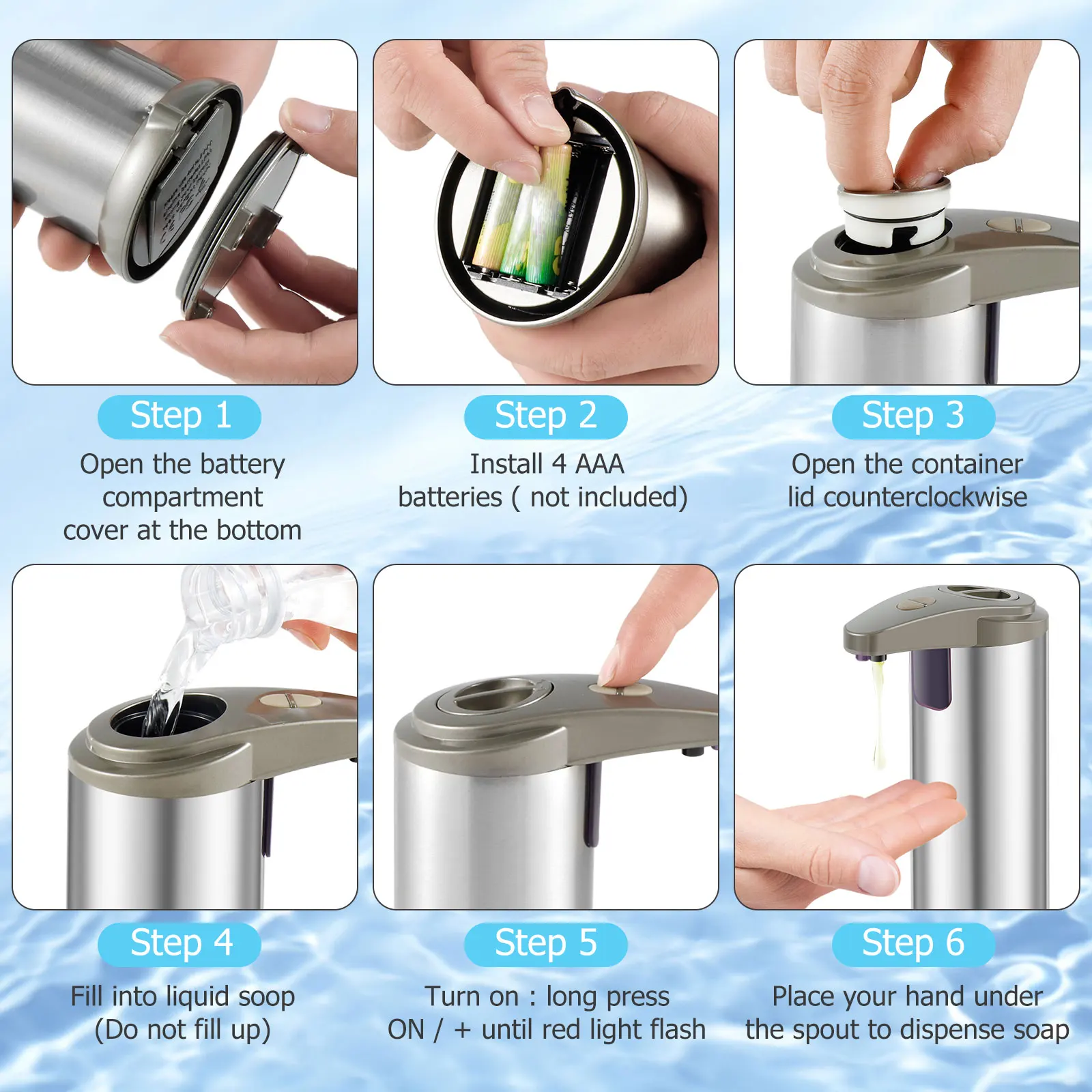 Distribuidor automático da espuma do sabão do Touchless, sensor do aço inoxidável, bonde, a pilhas