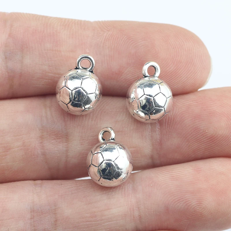 Fashion 8Pcs 10*13mm Silver Color Zinc Alloy Soccer Football Charms Necklace Pendant Accessory Charms For DIY Handcraft Making