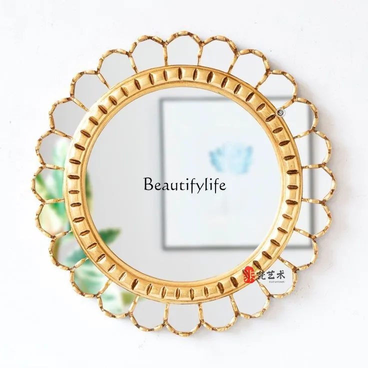 French retro bathroom mirror European light luxury art background wall wall decorative mirror