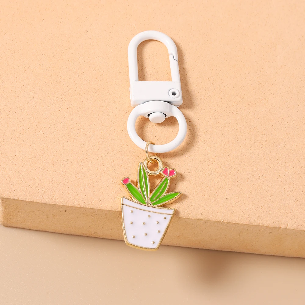 Aihua Niedlicher Emaille-Blumentopf Schlüsselanhänger für Frauen und Mädchen Blumen-Schlüsselringe Handtaschenanhänger Geburtstags-Schmuckgeschenke – Detail 7