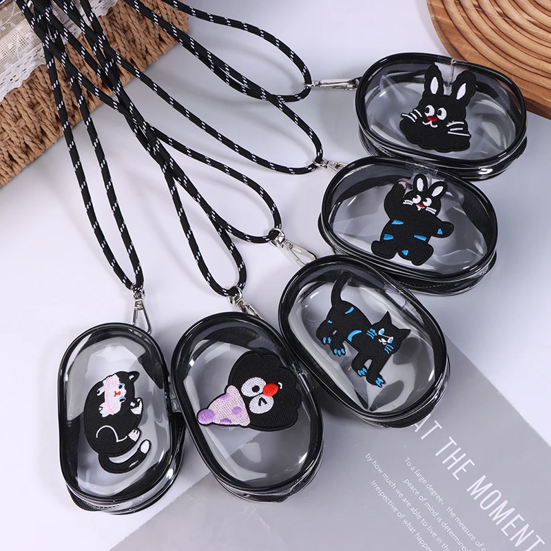 1Pc Outdoor Transparent Mystery Box Keychain Cute Doll Bag Waterproof Storage Case Organizer Box Storage Pouch Keychain Bag