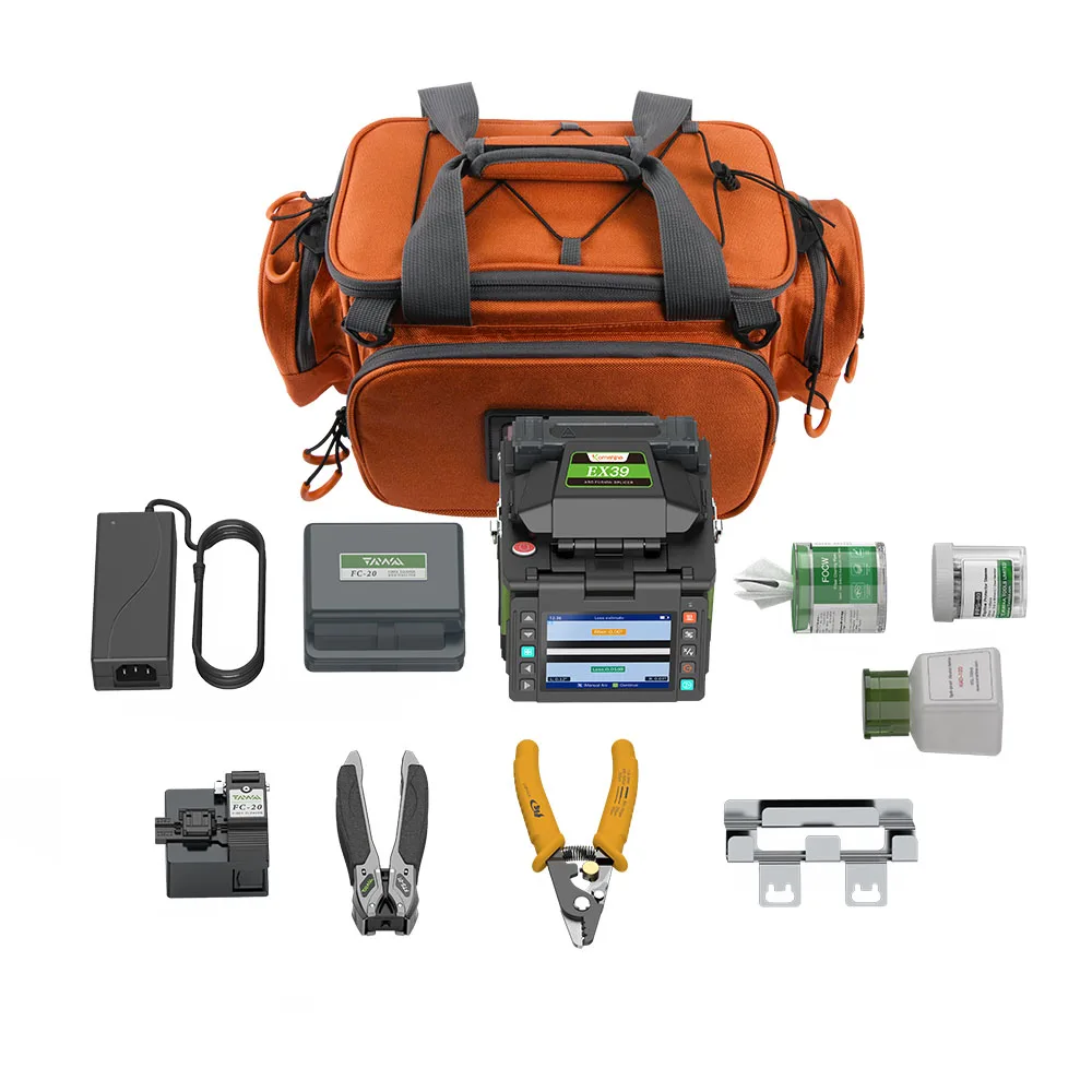 EX39 KomShine Mini Fiber FTTX Fusion Splicer 0.01dB خسارة. عمر القطب الكهربائي لمدة 5000 مرة مع منصة التشغيل