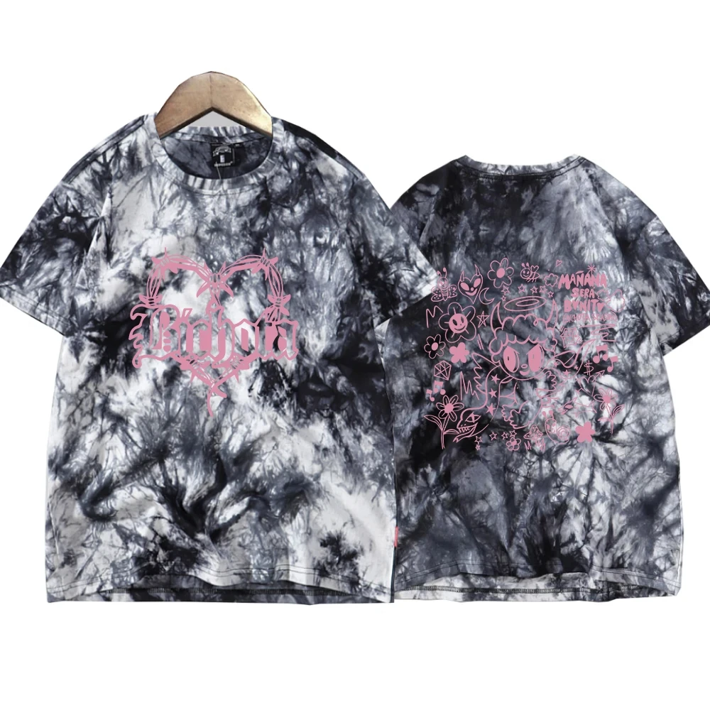 2024 Summer Hot selling Karol G Bichota Double Sided Print T Shirt Hip Hop Tie Dye O-Neck Short Sleeve Oversized Unisex Tops