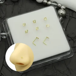 Anti Allergy 925 Sterling Silver Piercing Nose Studs Vintage Hollow Heart L-shaped Silver Tiny Nose Studs Elegance Women Jewelry
