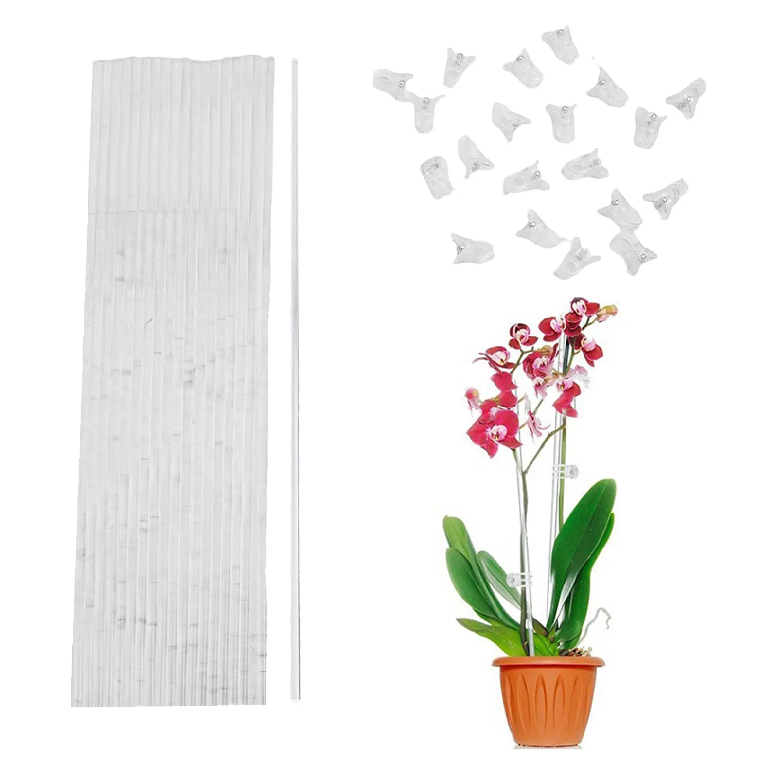 20pcs for acrylic Plant Stakes Support With 20pcs Clips Kit For Potted Plants Gardening Outdoor Living Tools Accessories