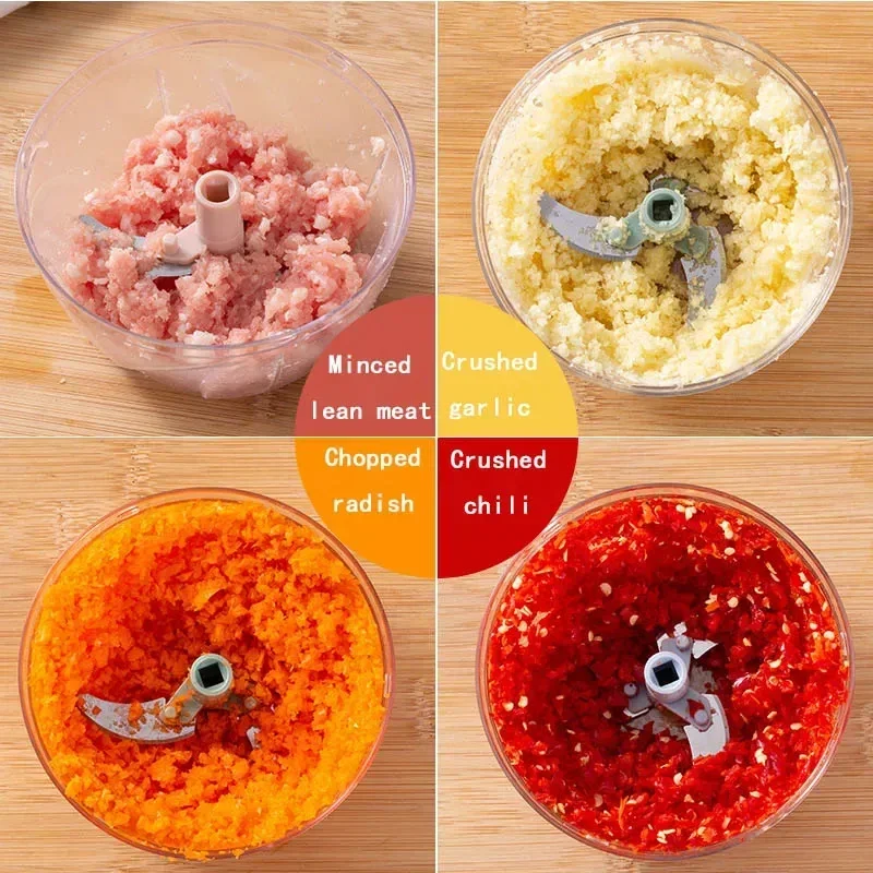 500/900ML Portable Garlic Chopper Manual Meat Mincer Crusher Vegetable Onion Cutter Food Kitchen Chopper Kitchen Tool