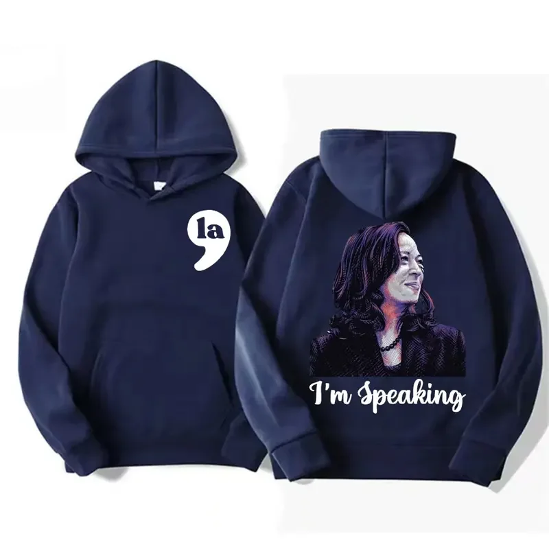 Im Speaking Kamala Harris Funny Meme Hoodie Men Women Harajuku Retro Style Hoodies Casual Fleece Oversized Sweatshirt Streetwear