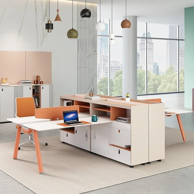 

Office desk and chair combination staff four-person screen card seat station