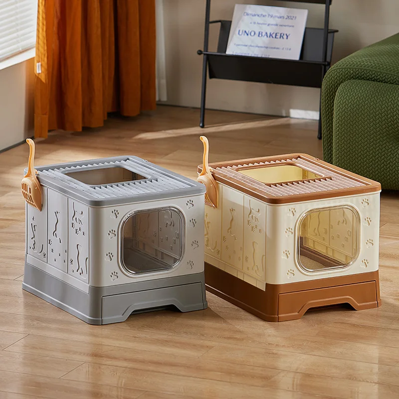 

Top-out Cat Litter Box, Enlarged and Deepened Anti-belt Sand, Closed Folding Drawer Cat Toilet, Pet Cat Easy To Clean